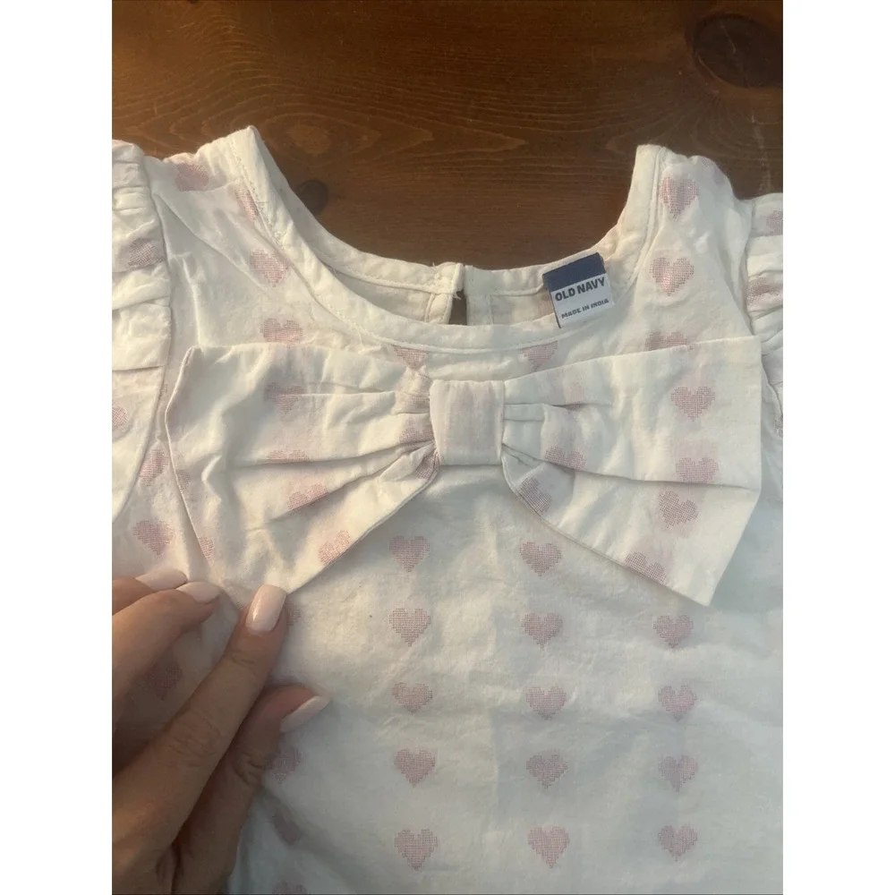 Old Navy‎ Girls Top Heart Print - Puff Sleeve Shirt - 3T